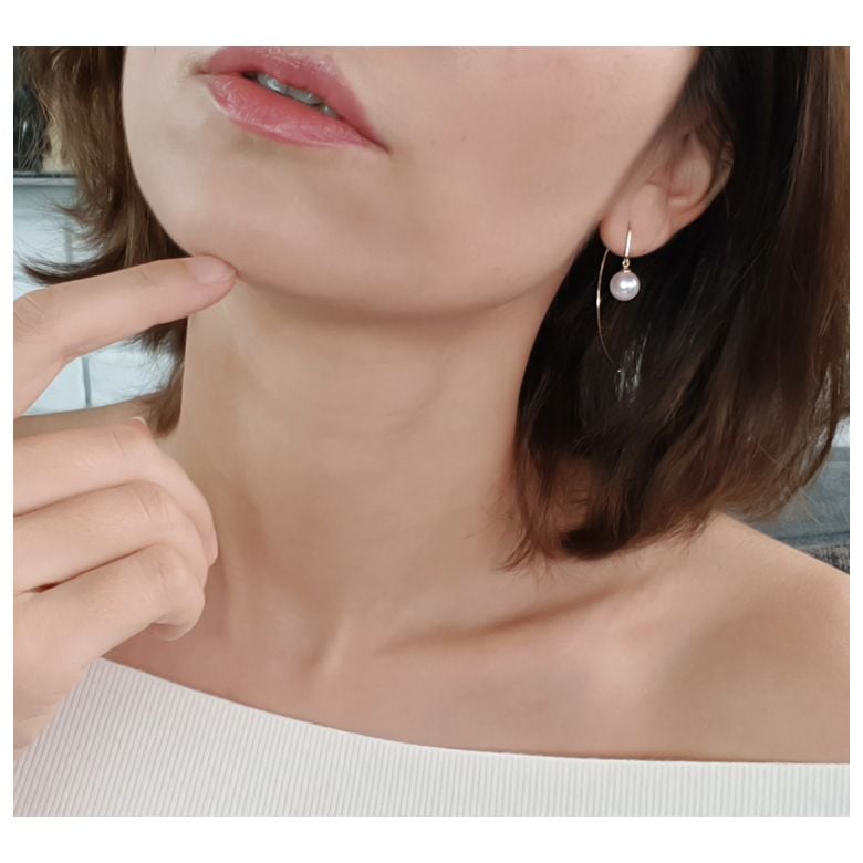 Crochet d'oreilles Simplicity. Perles Akoya Or blanc. Minimaliste - 5