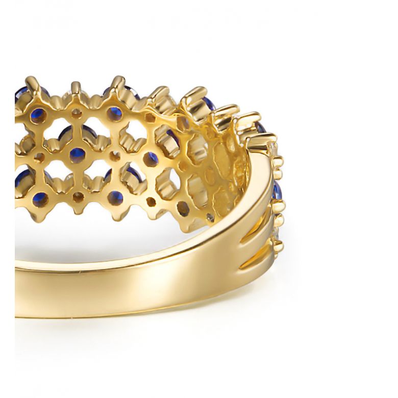 Bague en damier Saphir & Diamant sur Or jaune | San Lorenzo - 6