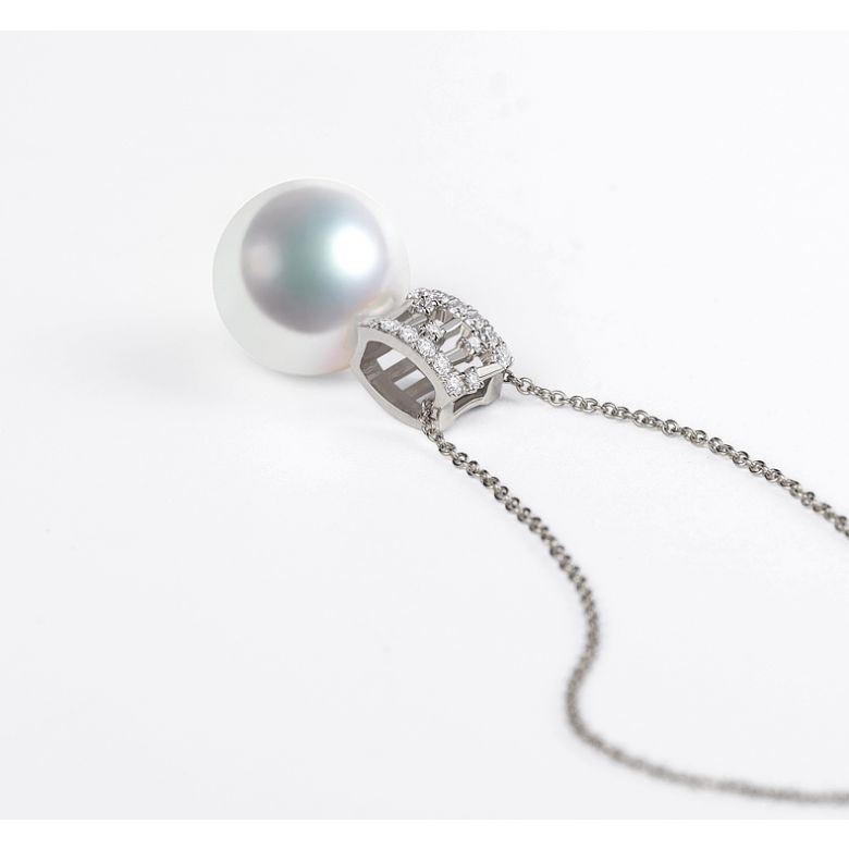 Pendentif Mikiko perle Akoya du Japon. Or blanc, diamants - 4