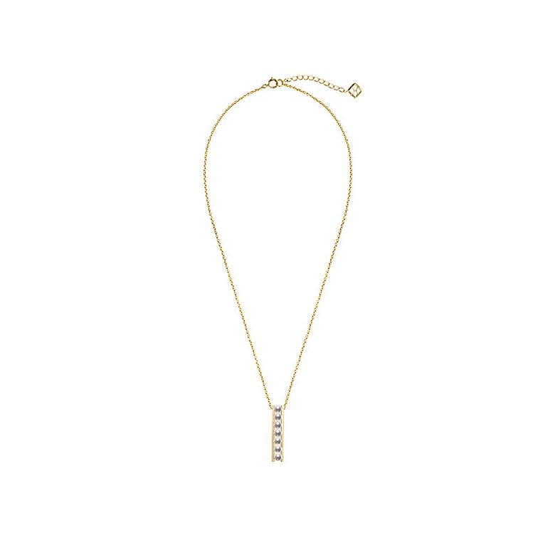 Pendentif 9 perles Akoya et or jaune. Disposition rail. Tsukushi - 5