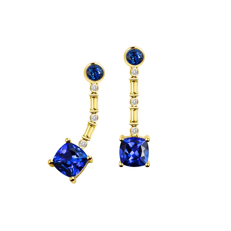 Boucle d oreille Élisabeth Ière - Saphir, diamant & Or jaune - 3