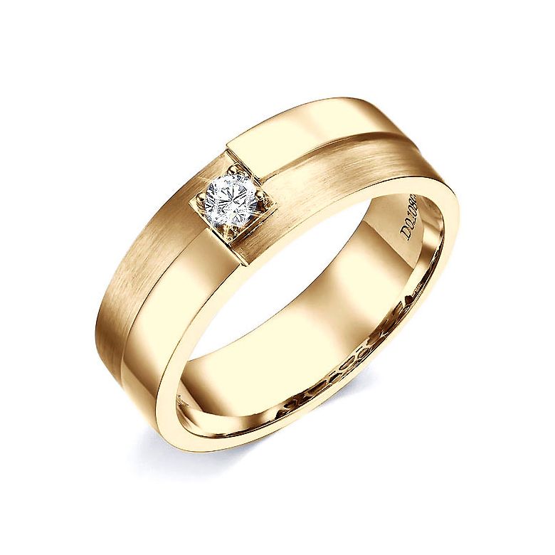 Bague Homme. Or jaune polie / brossé. Diamant 0.105ct | Edgar - 1
