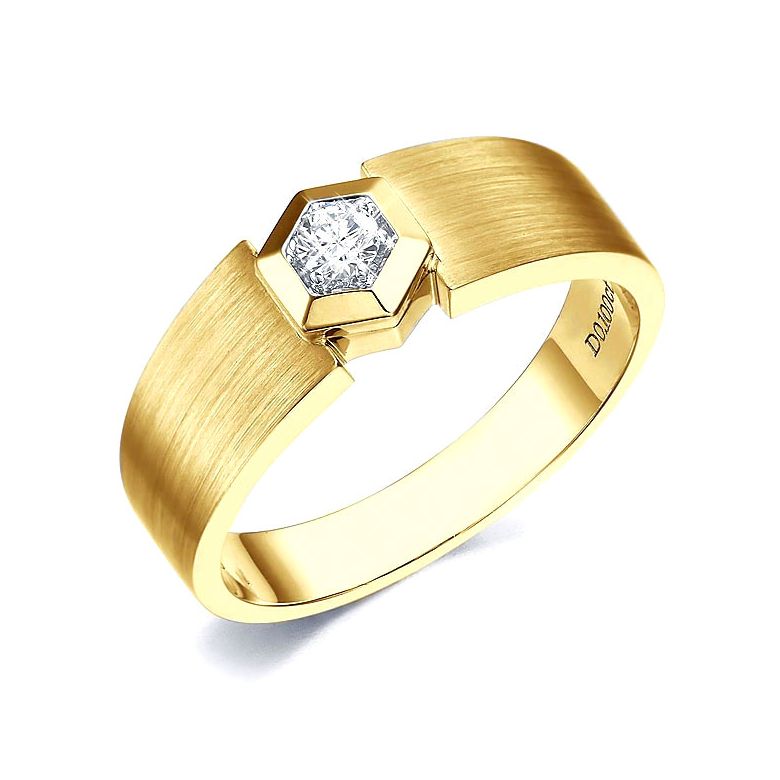 Bague Hommes. Or jaune. Diamant 0.105ct - 1