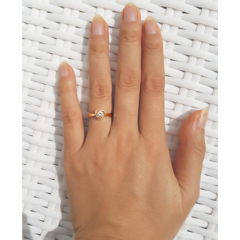 Solitaire Mon Coeur de Rose - Bague Or Jaune & Diamants | Gemperles - 4
