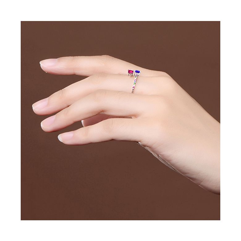 Bague signaux inversés. Or blanc, Saphirs - 8