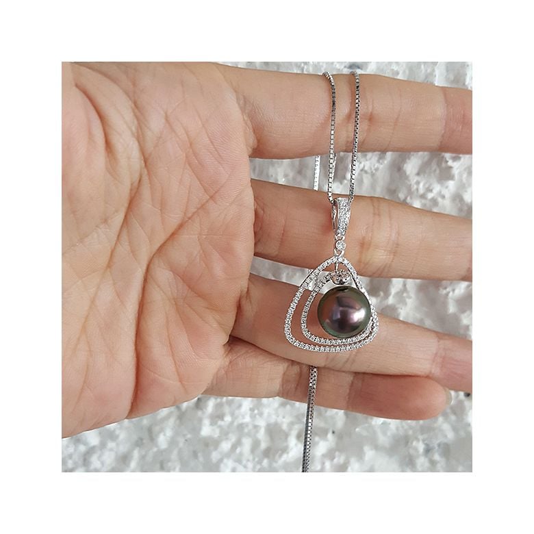 Pendentif trésor des océans - Perle de Tahiti - Or blanc, diamants - 4