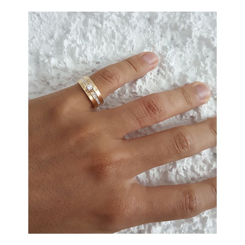 Bague Homme Chevalière or jaune 750/1000, Diamant Serti - 2