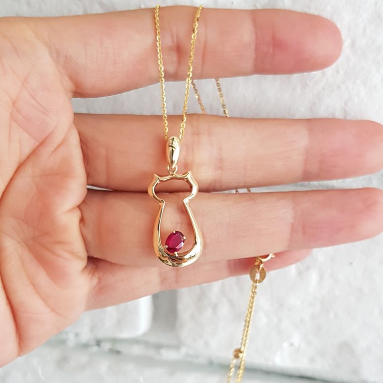Pendentif rubis or jaune - Mon petit chaton - 4