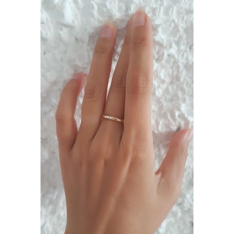 Alliances duo mariage - Quadrillage - Or blanc 750/1000, diamants - 4