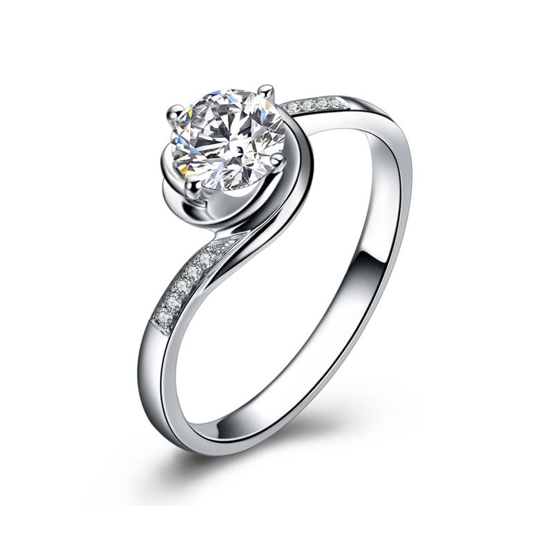 Bague de Fiancailles Rose Vertige - Solitaire Or blanc, Diamants 0.35ct | Gemperles - 1