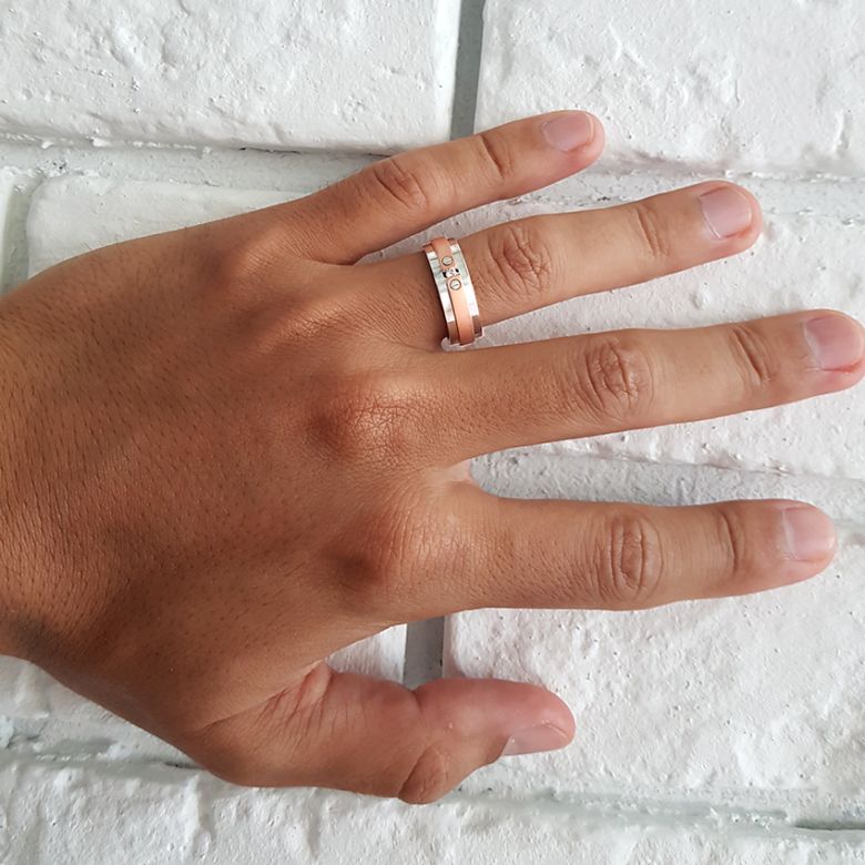 Bague Homme. Diamant. Or blanc et rose I Britannicus - 5