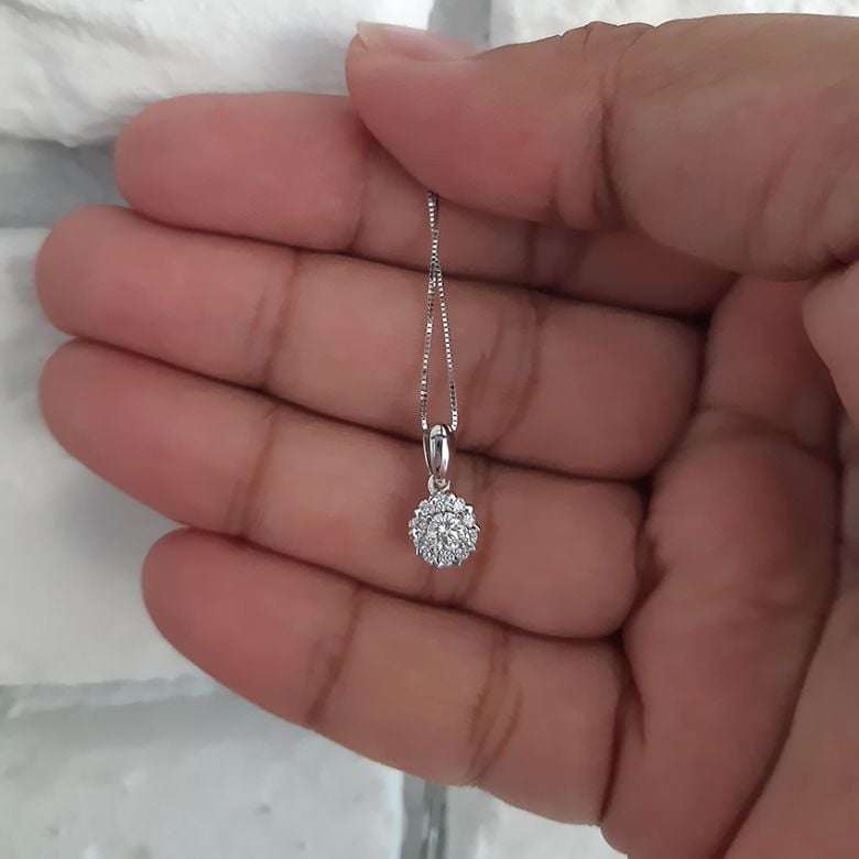 Pendentif Coeur Caillouté Or blanc et Diamants 0.30ct - 2