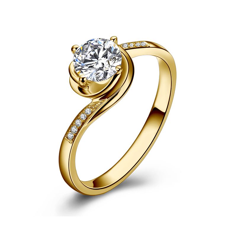 Bague de Fiancailles Rose Vertige - Solitaire Or Jaune, Diamants 0.30ct | Gemperles - 1