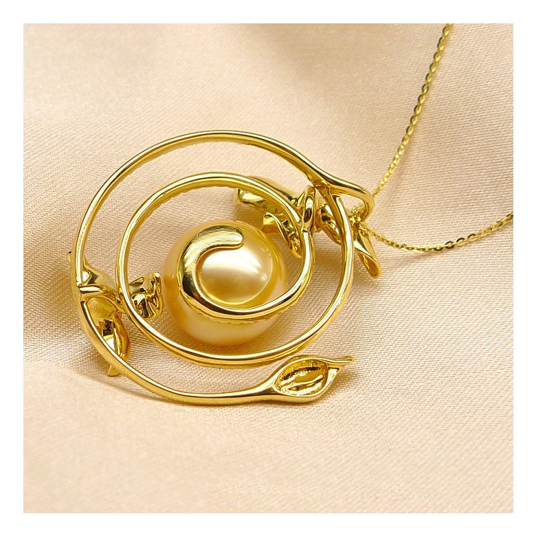 Pendentif orchidée sauvage - Perle dorée des mers du sud - 7