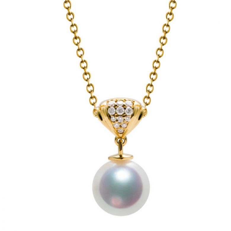 Pendentif or jaune perle culture Akoya Japon - Sarah Bernhardt - 1