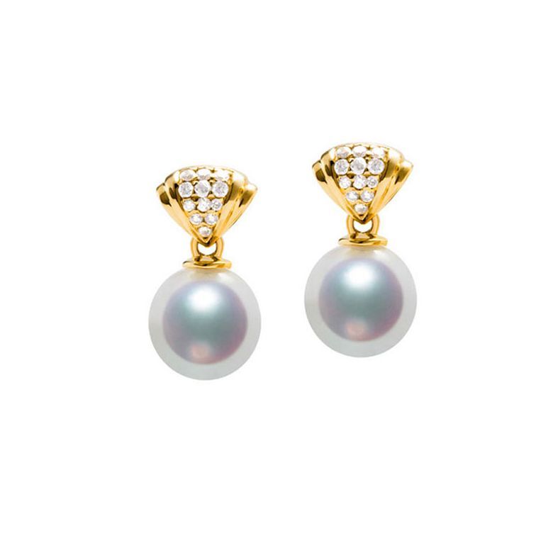 Pendant d'oreille - Perle Akoya or jaune - Sarah Bernhardt  - 9