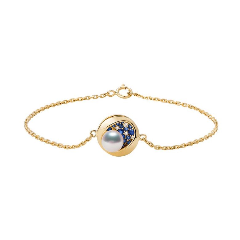 Bracelet perle Akoya - Diamant, saphir, Or jaune I Seiza - 5