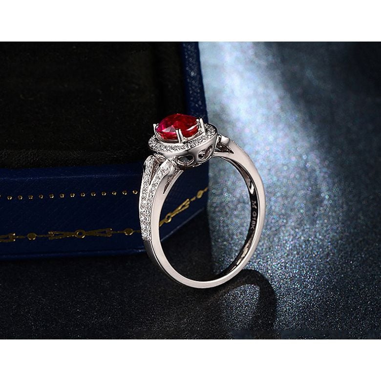Bague Mogok, rubis de Mozambique.  Or blanc et diamants | Mogok - 8