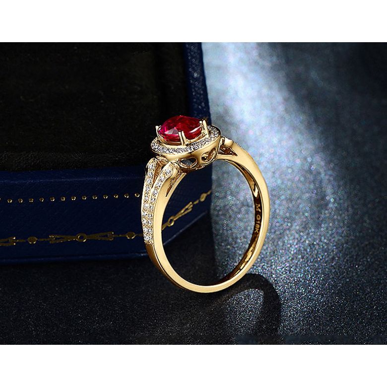 Bague Mogok, rubis de Mozambique.  Or jaune et diamants | Mogok - 7