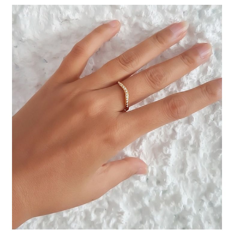 Alliance ondulée or jaune - Alliance femme avec diamants - 2