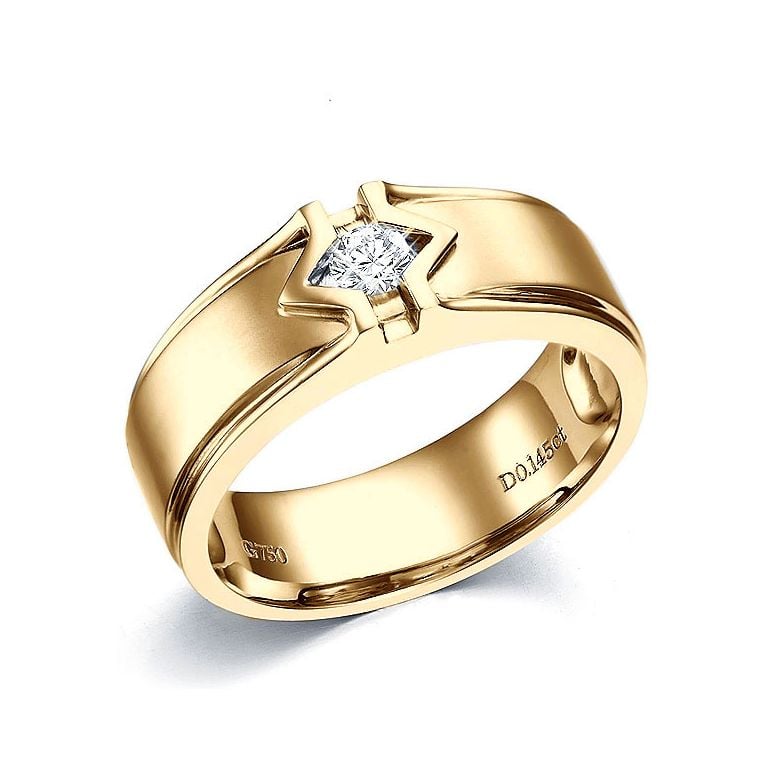 Bague Hommes. Or jaune. Diamant brillant | Louis - 1