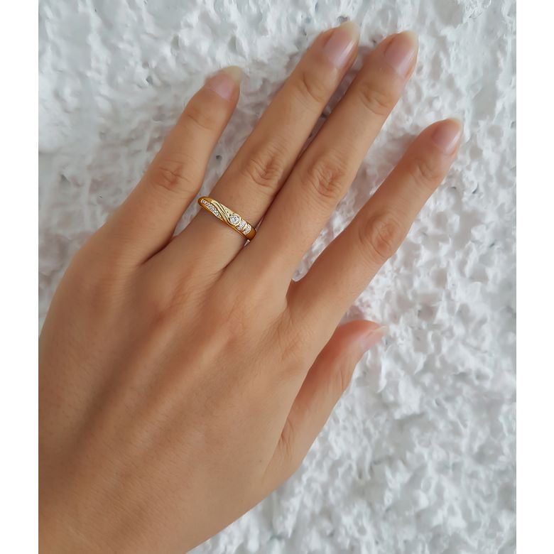 Alliance femme solitaire diamants - Bague moderne Or jaune 18 cts | Solitaire, plus jamais - 2
