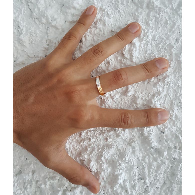 Alliance de mariage rainure - 2 ors - Homme - 6