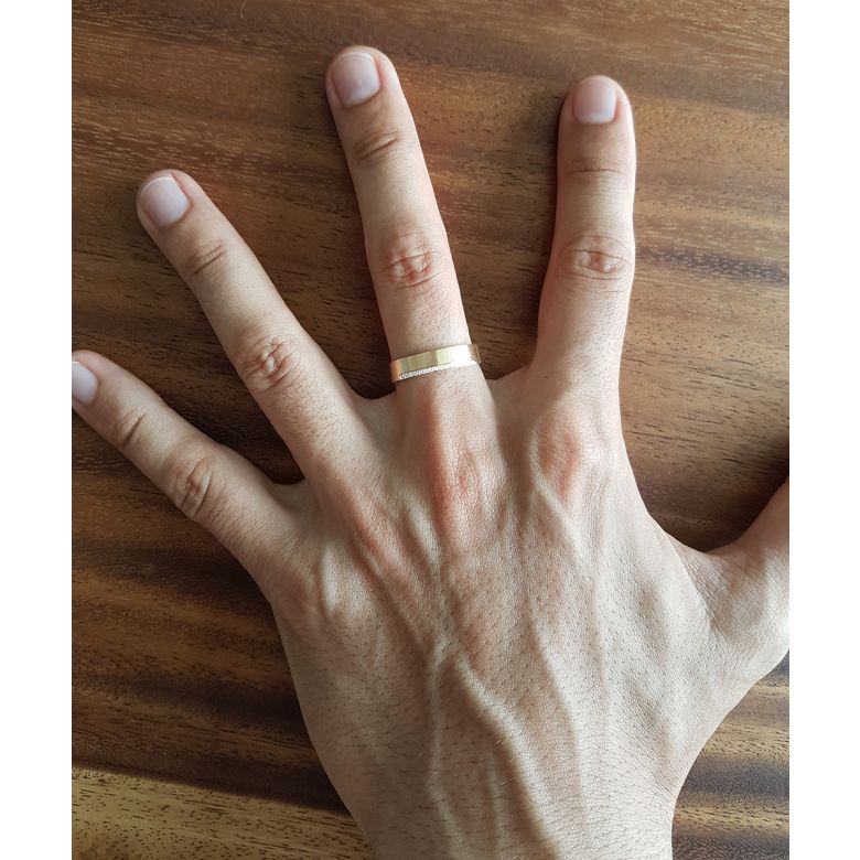 Alliance Brandon - Or Jaune Brossé 18cts pour Homme - Liseré de 19 Diamants | Gemperles - 5