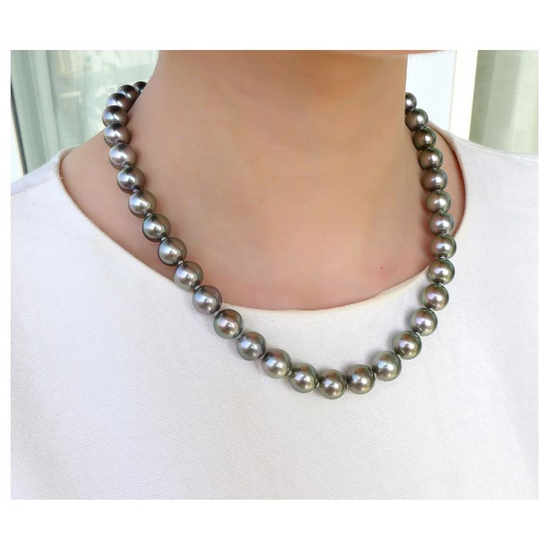 Collier en perles de culture bronzes de Tahiti - 8