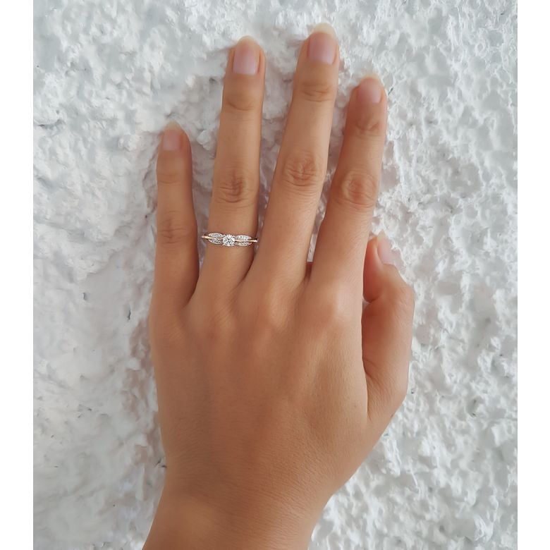 Bague de Fiancaille Cassandre - Solitaire Accompagnée Or Blanc & Jaune | Gemperles - 2