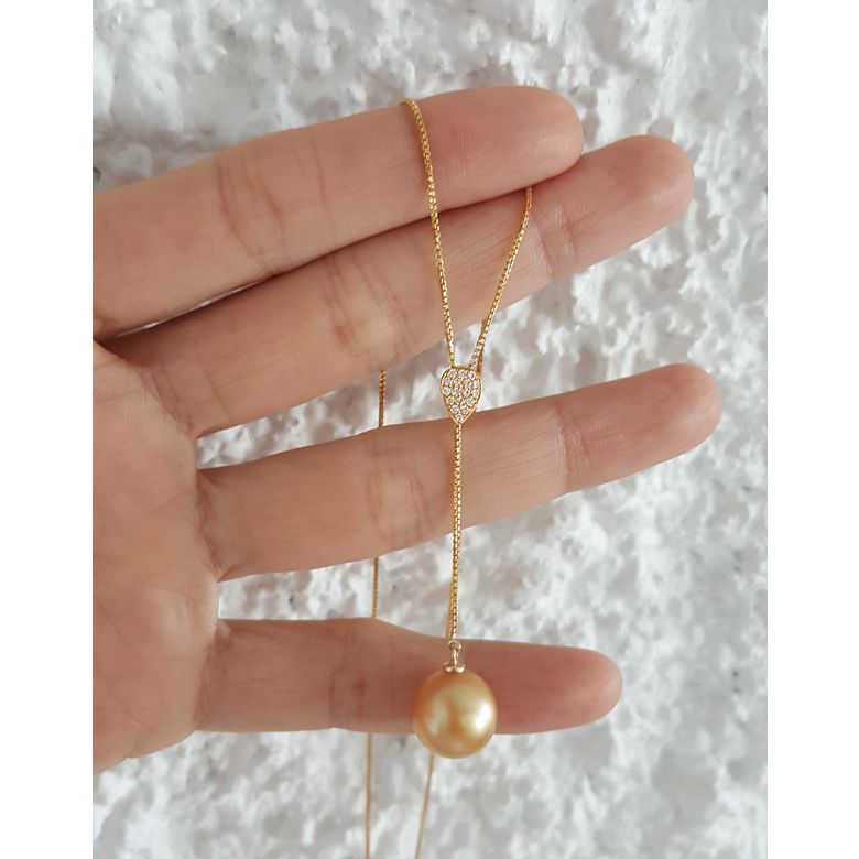 Pendentif bélière d'inspiration romaine - Perle d'Australie 10-11mm, or jaune - 8