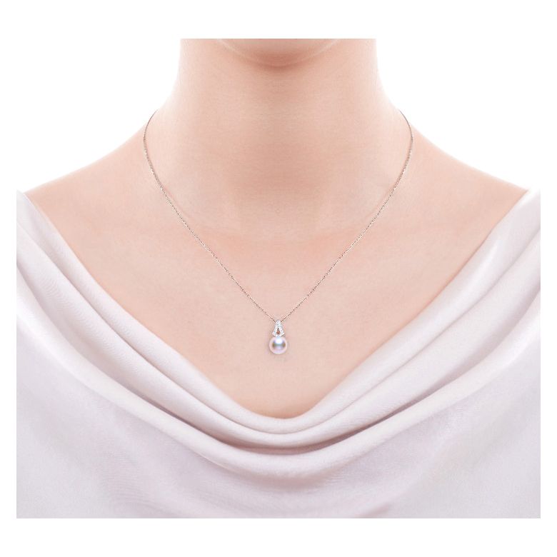 Pendentif perle du Japon Akoya. Michiko. Or blanc et diamants - 3