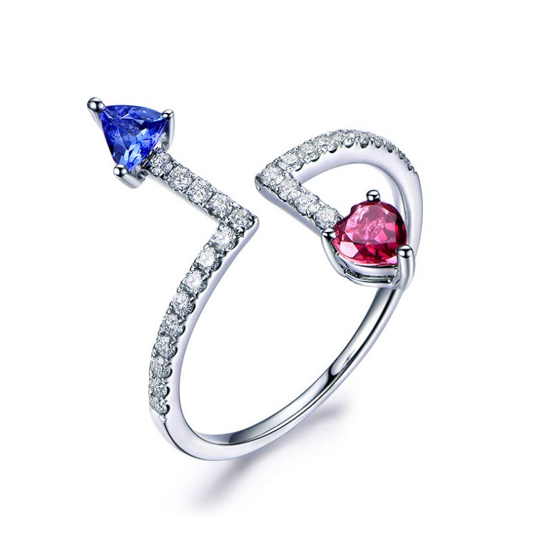 Bague Autre moi. Or blanc, diamants, Saphirs - 1