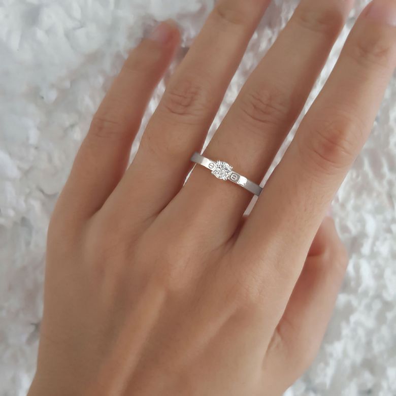 Bague solitaire or blanc - Diamant 0.30ct - 3