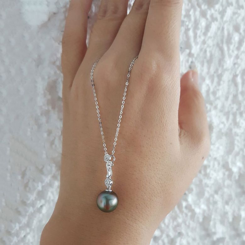 Pendentif Andros - Perle de Tahiti - Or blanc, diamants - 2