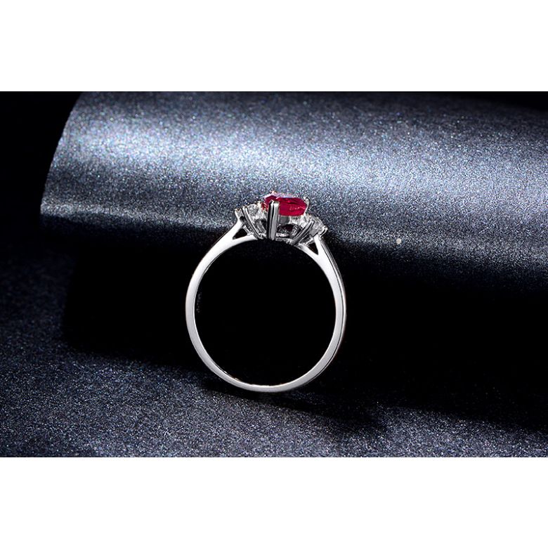 Bague Amour. Or blanc, rubis 1ct taillé en poire, diamants - 4
