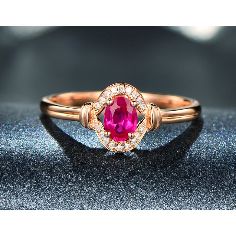 Bague rubis Chéri diamants et Or rose 18cts - 3