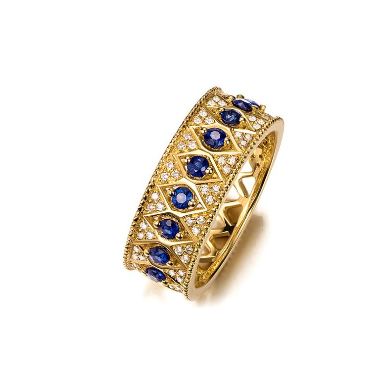 Bague saphir Palais Farnese - Or jaune, saphir & diamant - 1