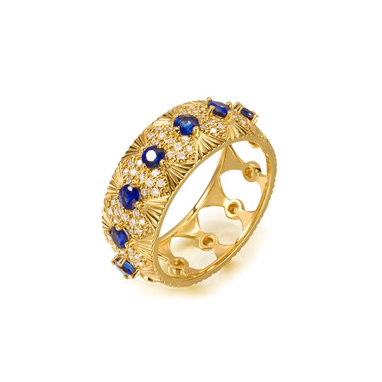 Bague Sixtine - Frivole, Rococo - Or jaune, saphir, diamant - 1