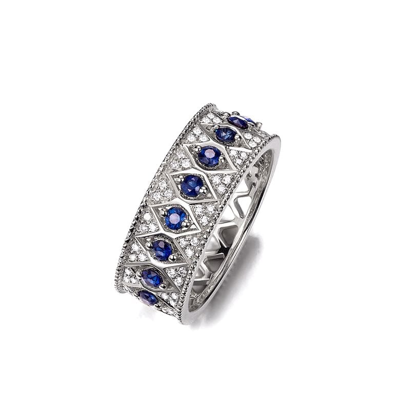 Bague saphir Palais Farnese - Or blanc, saphir & diamant - 1