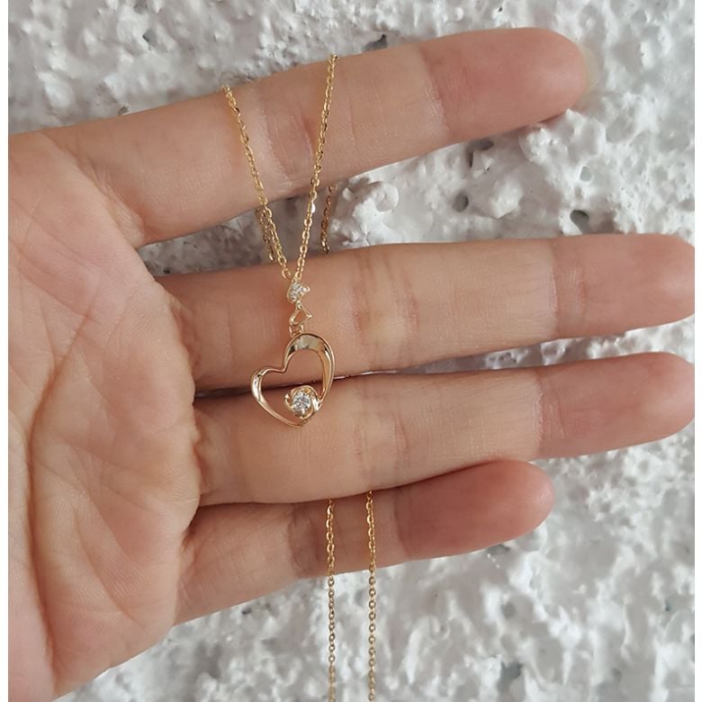 Pendentif Coeur de Rose - Diamants, or jaune - 2