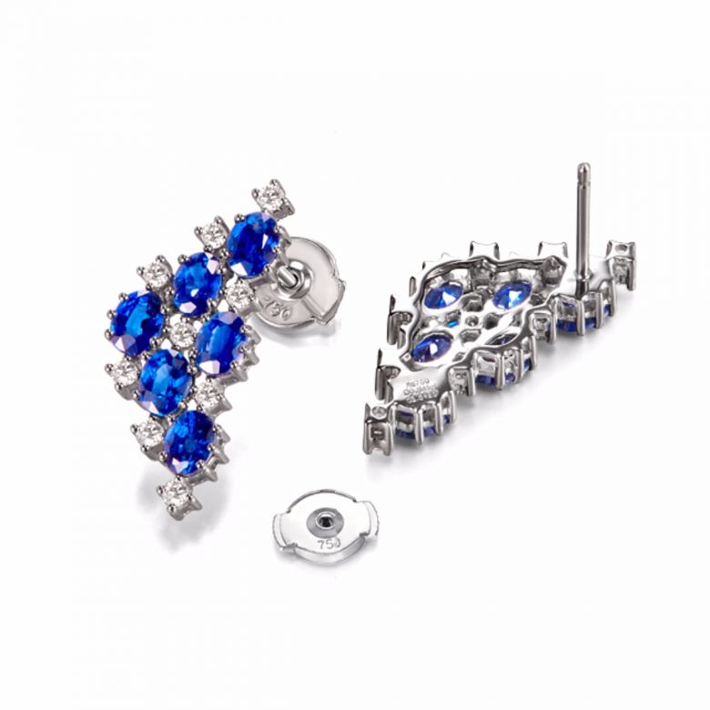 Boucle d oreille Triangle des Bermudes - Saphir, or blanc, diamant - 5