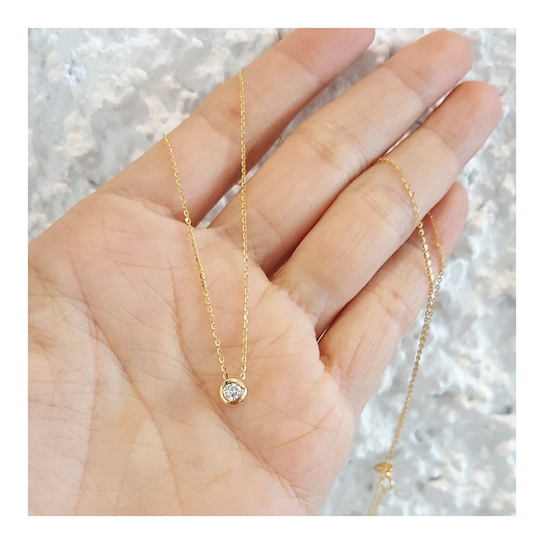 Pendentif solitaire or jaune - Diamant serti clos personnalisable - 4