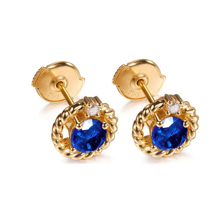 Boucle d oreille Saphir, Diamant & or jaune - Tempietto - 3