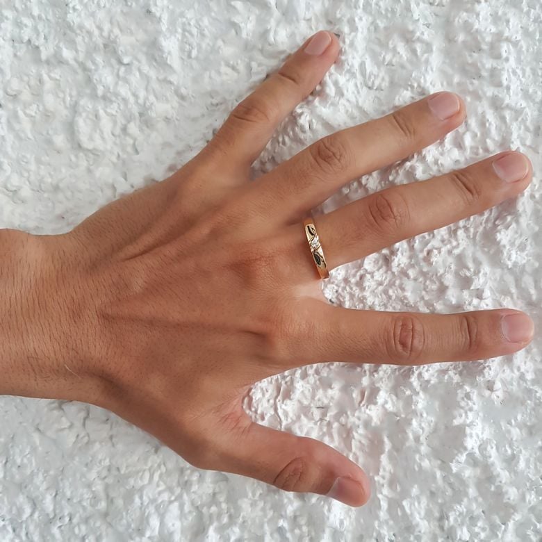 Alliances mariage en or - Alliances Duo - Or jaune 18 carats - Diamant - 6
