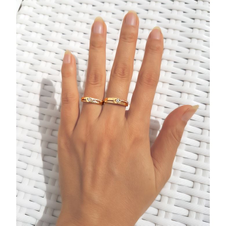 Alliances Duo solitaires diamants - Alliances modernes Or jaune 18cts - 4