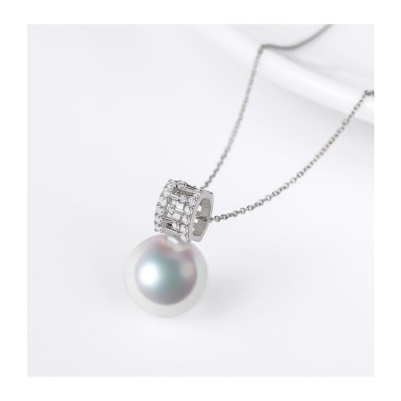 Pendentif Mikiko perle Akoya du Japon. Or blanc, diamants - 3