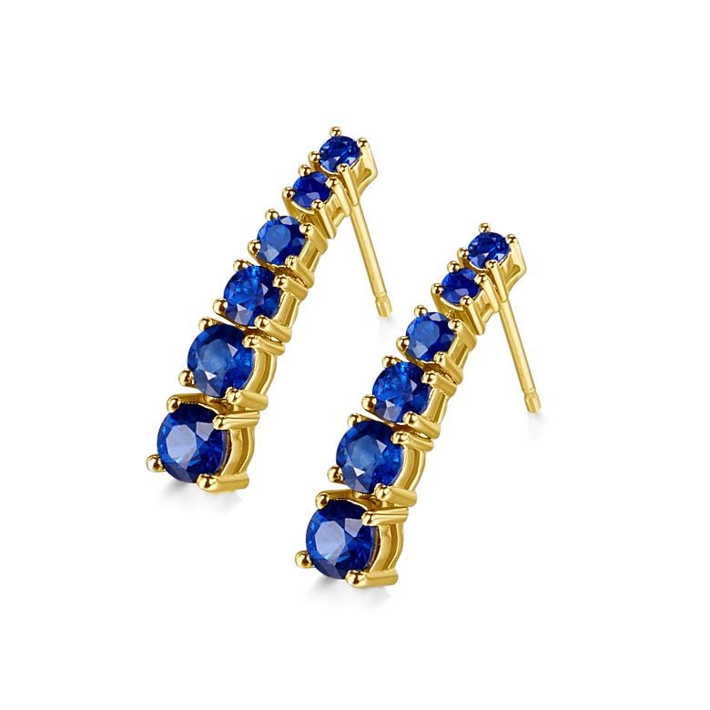 Boucle oreille Montecristo blue - Saphir, or jaune - 1