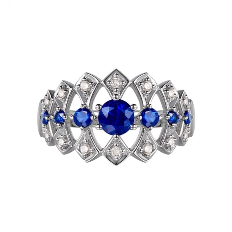 Bague Santa maria novella - Or blanc, saphir bleu & diamant - 3