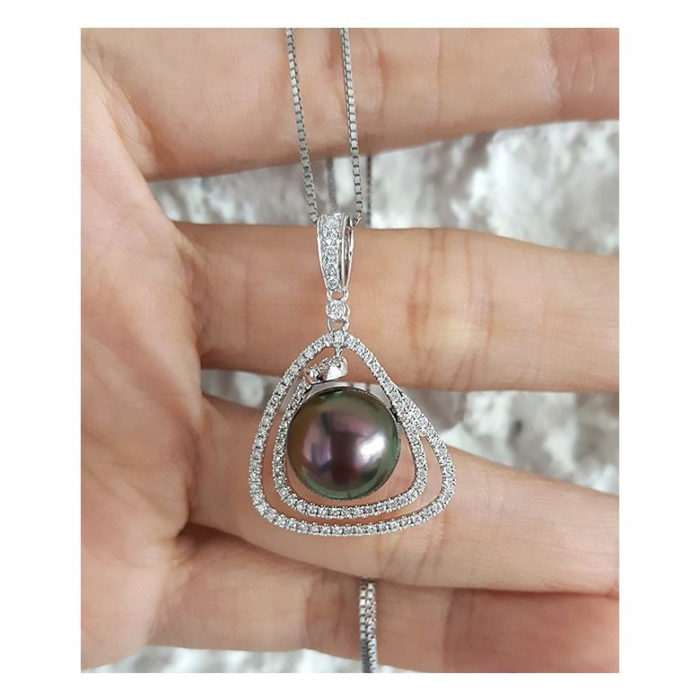 Pendentif trésor des océans - Perle de Tahiti - Or blanc, diamants - 2